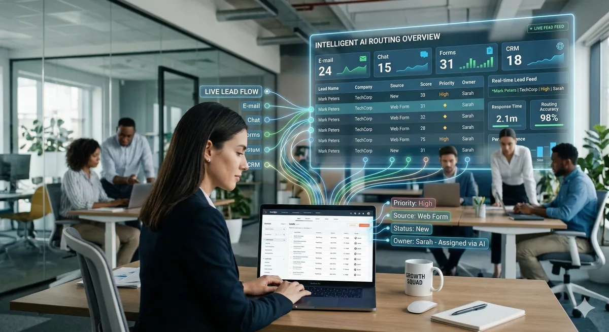 Dashboard voor AI lead routing en CRM-automatisering